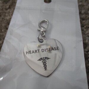Heart Shape Stainless Steel Medical ID Keychain Emergency Alert Heart Disease